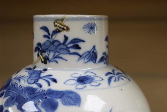 Two Chinese blue and white vases and covers